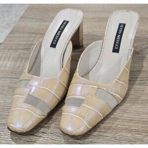 Sesto Meucci - Italian Wedge Women's Sz 7 Perforated Beige Faux Alligator Shoes